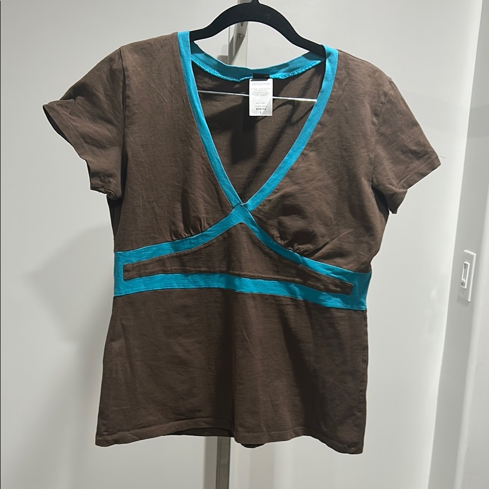 Brown and Blue Women's Top